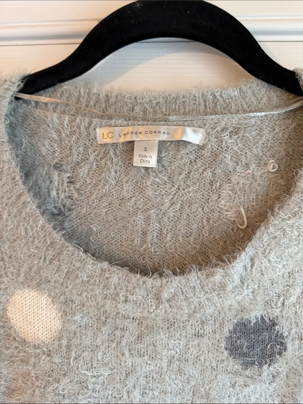 LC Lauren Conrad Cozy Polka Dot Knit Sweater - Light Gray